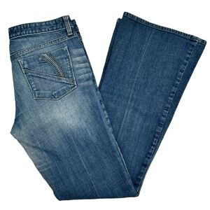 GAP Vintage '00s Low Rise Premium Flare Jeans Dark Wash Stretch Denim | 8 Long